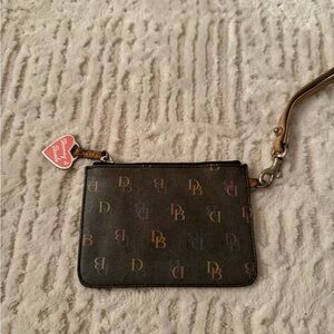 Dooney & Bourke Black Multicolor DB Logo Wristlet with Heart Charm